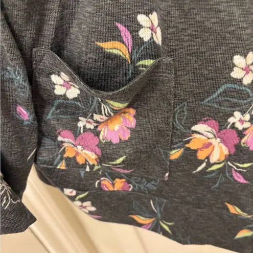 Heather Gray Floral Knit Cardigan | Soft Button