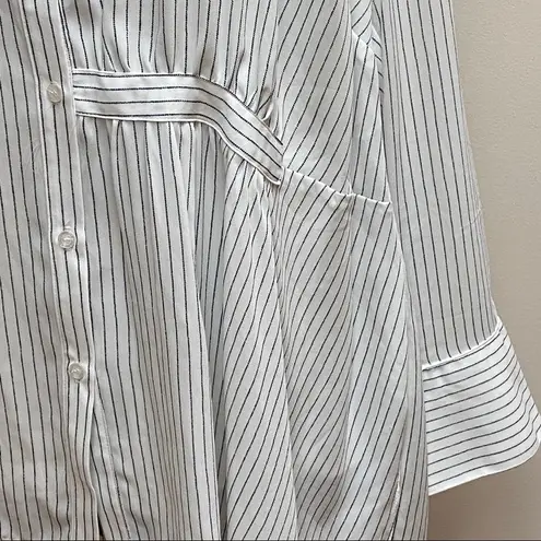 Rachel Roy Long Sleeve White Striped Tunic/Blouse