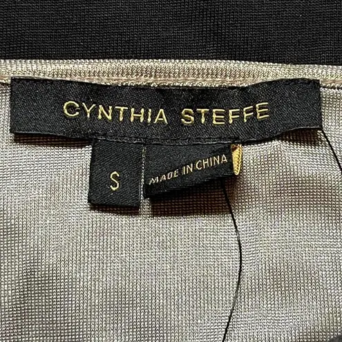 Cynthia Steffe NWT! Gold Metallic Shimmer Blouse Top Zipper Accents Size Small