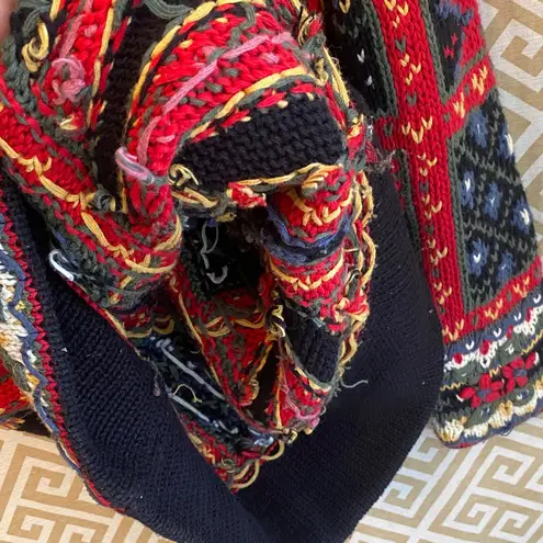 Vintage Margules knitted by hand Geometric Pattern Sweater Red Size M