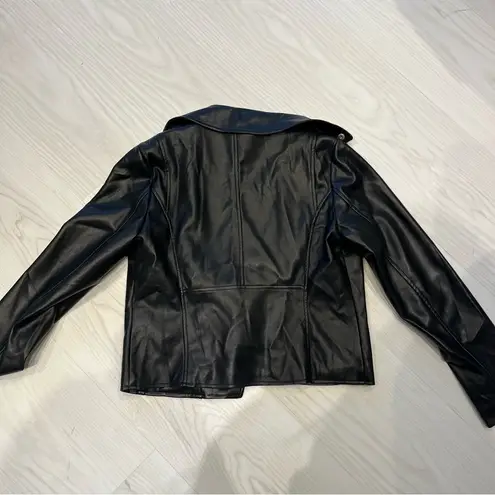 Bagatelle cropped black leather motorcycle jacket