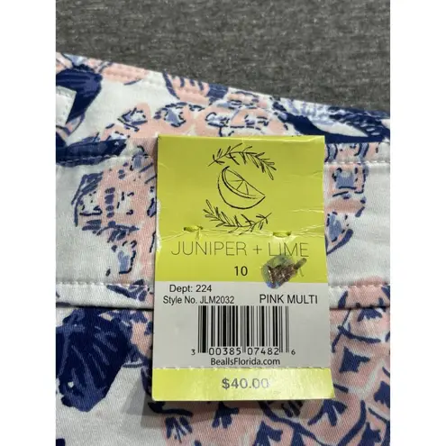 Juniper Lime Floral Pineapple Print Shorts Sz 10 Pink & Blue Golf Pickleball