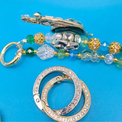 Handmade ππ Luxury Bag/Phone Chain Charm/Keychain Green Rhinestone Snail Crystal Beads