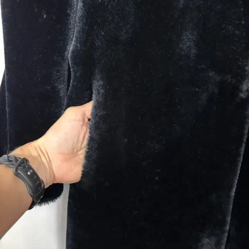 Vtg American Signature Faux Fur Coat Womens XL Black Luxury Mob Wife Timeless