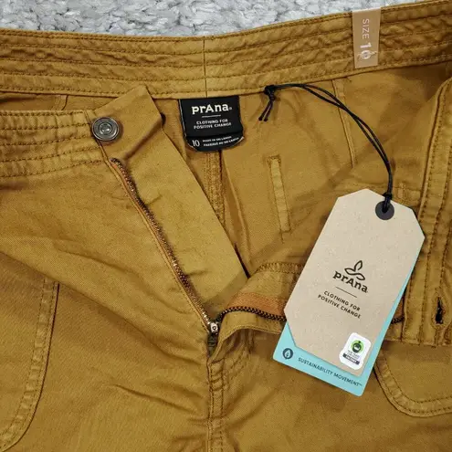 prAna  Sancho Slim Chino Pants Women's Size 10 Brown Yellow Organic Cotton