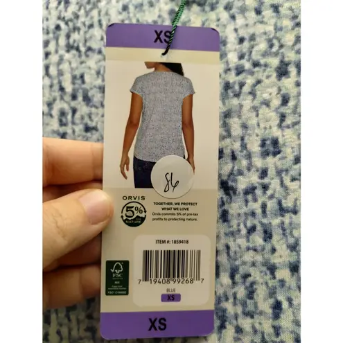 Orvis  NWT Women's Size XS Linen Blend Cap Sleeve Blue Abstract Lightweight Top thumbnail 8