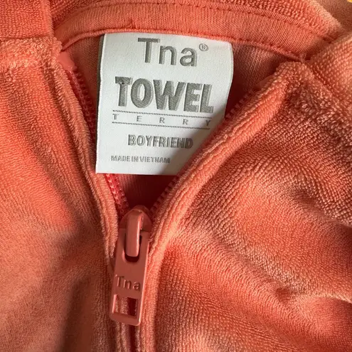 NEW Aritzia TNA Towel Terry Boyfriend Boxy Zip Hoodie Sporty French Terrycloth Orange