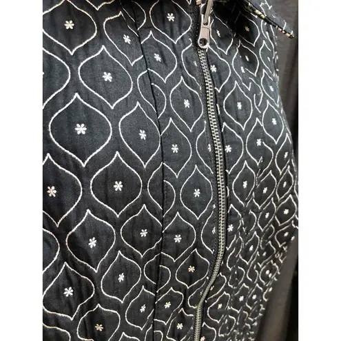 cj banks reversible Black and Zip-Up Collared Patterned Womens quilted Vest 2X