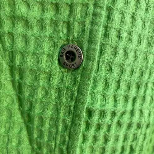 Sag Harbor  womens waffle knit shirt jacket green petite XXL