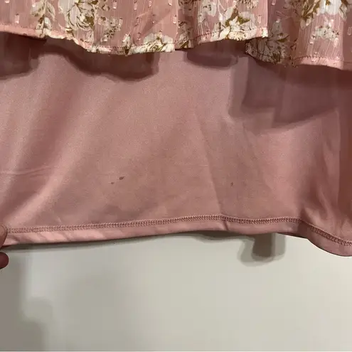 Ophelia Roe Women’s Long Sleeve Lace Overlay Floral Print Dress Size 3XL Pink