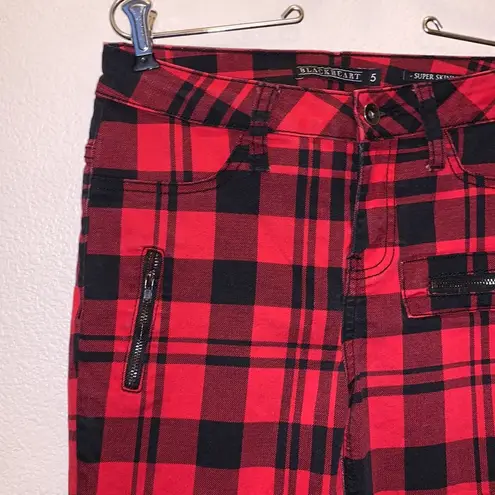 Blackheart Hot Topic Red & Black Plaid Super Skinny Pants