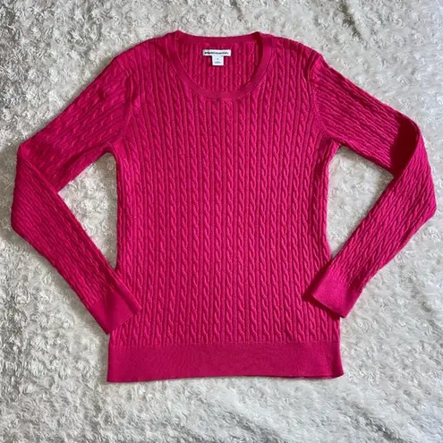 Amazon Essentials Hot Pink Cable Knit Cotton Blend Lightweight Sweater M Medium