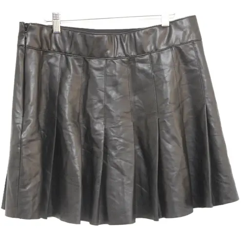 Abercrombie & Fitch Womens  Black Vegan Leather Pleated Knee-Length Skirt Size L