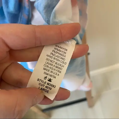 NWT Ruthie Grace “4th of July” Cage Detail Red White Blue Tie Dye Short Sleeve Size L