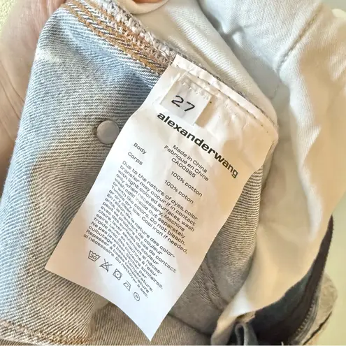 Alexander Wang Denim Double Front Carpenter Wide Leg Jeans Pebble Bleach Sz 27