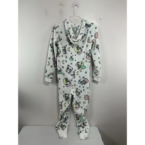 Womans Weekend Edition 1 Pc Hooded Pajama XS White Panda Bear Full Zip