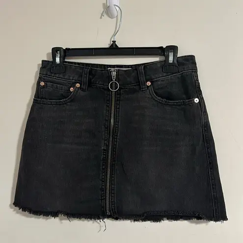 We The Free  Free people black denim zip mini skirt