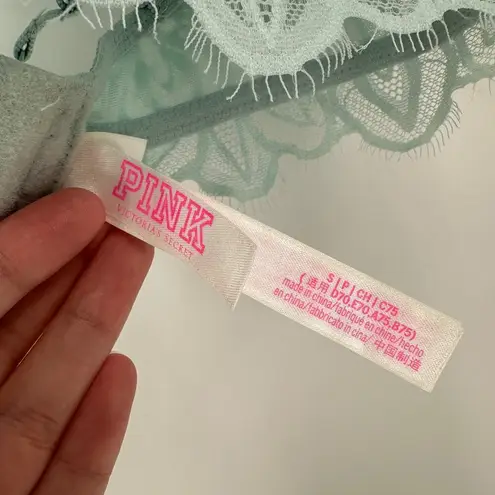 Victoria's Secret Pink Mint Crisscross Back Underwire Lace Bralette Size Small Green