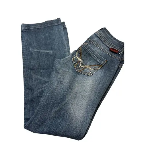 Domaine Jeans 2 Button Waist Wide Legs Faux Front Pockets Size 1 Blue - Image 4