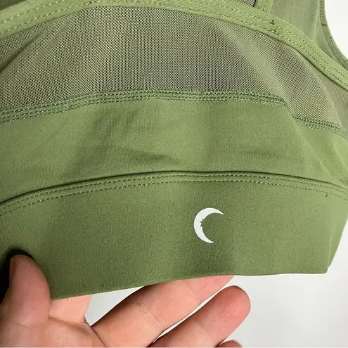 Zyia active all star bra zip up back mesh olive green women’s size large