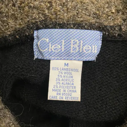 Ciel Bleu Collared Button Up Wool Cardigan Womens Size M Black Brown Size M