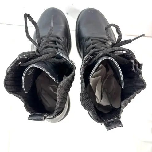 Beautiful 9 HANNAH Platform Lug Soled Lace Up Pull On Combat Boots in Black