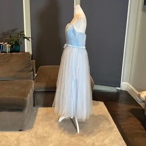 Women’s Tea Length Blue Prom Party Dress Corset Back Sweetheart Neckline Size 14