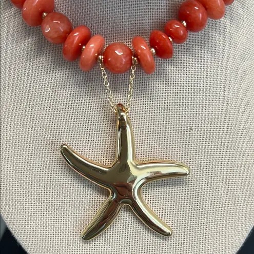 House of Harlow 1960 |🪸 Reconstituted Coral Starfish Statement Necklace ✨ Orange