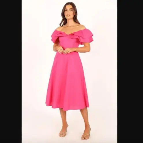 Petal and Pup  Cabo Magenta Frill Sleeve Midi Dress M