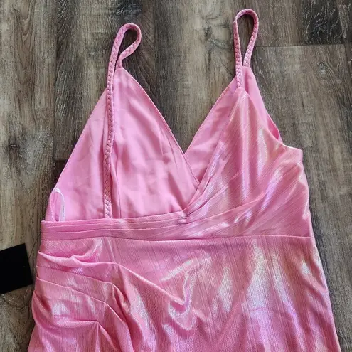 Retrofête Retrofete Yesi Dress Flamingo Pink Size XXL NWT Metallic Maxi Spaghetti Straps