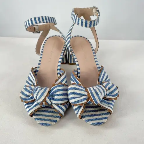 Loeffler Randall Jill Knotted Striped Sandal in Blue White Size 7