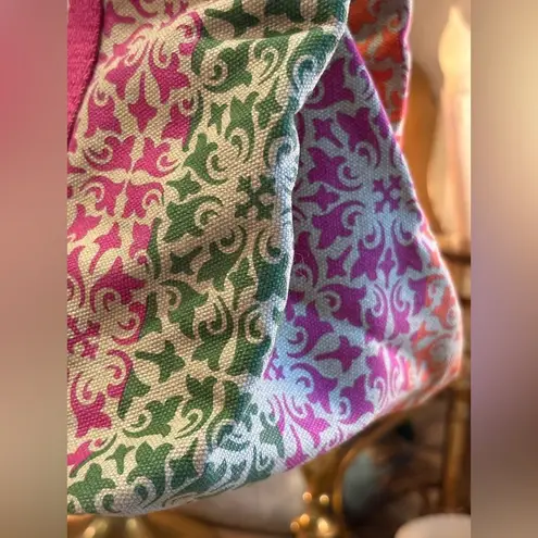 Tommy Hilfiger  Colorful Fabric And Faux Leather Satchel Handbag Shoulder Bag NWT