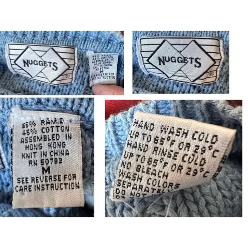 Nuggets Cable Knit Sweater Medium Vintage Powder Blue Upper Front Button… Size undefined