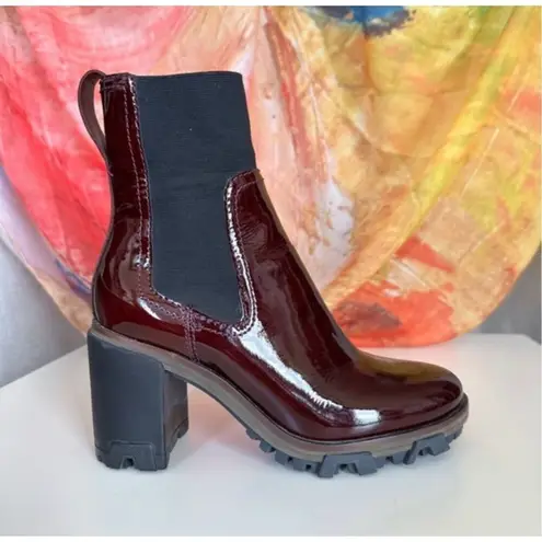 Rag and Bone  Shiloh Maroon Red Patent Leather lug sole Boots US 8 / EU 38 - Image 5