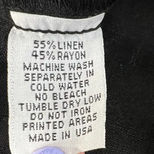 Spirit Vintage Cargo Capri Pants Womens S Black Linen Roll Tab Hem Y2K Coastal