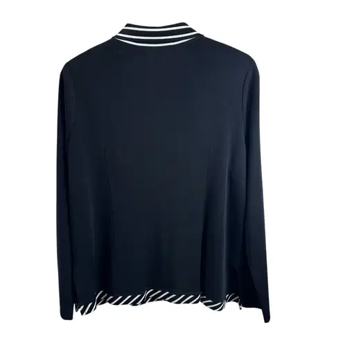 Misook Black & White Knit Cardigan Jacket Size Medium Career Office