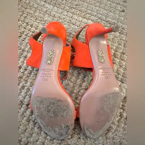 Aquazzura coral suede Strappy sandal ankle tie Size 39.5 Red
