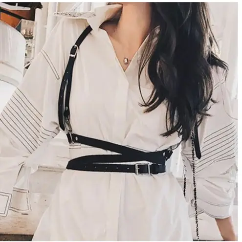 Black Punk O Ring Harness Rave Bondage New