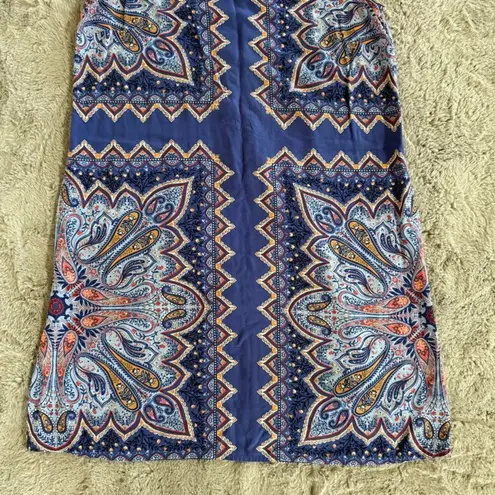 J Jill Dress Paisley Print Colorblock Sleeveless 100% Rayon Side Pockets Medium