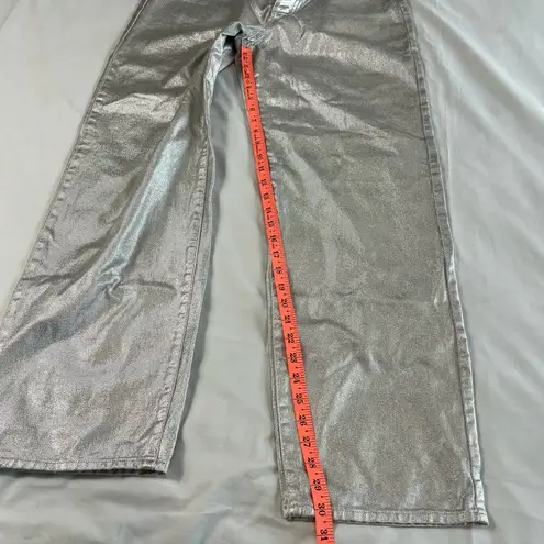 Universal Threads Universal Thread Women's 6R Silver 90s Baggy Jeans Shiny Cosplay