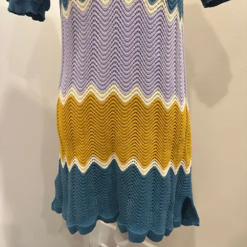 Heartloom x Revolve Laurent Crochet Cover-Up Mini Dress Multicolor Chevron Boho