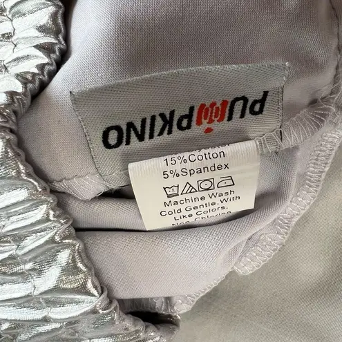 Women's Small Silver Rave Shorts Stretch Waist Festival Ready Puipkino