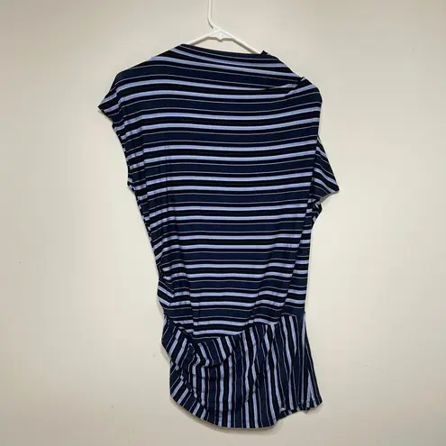 Reiss Dillion Stripe Print Blue Drape Top Large Women