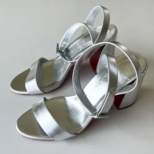 Christian Louboutin  Miss Sabina Metallic Sandals in Silver