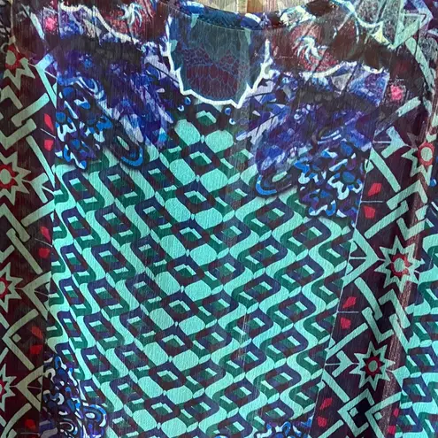 One World Blue and Green Sheer cover up petite medium