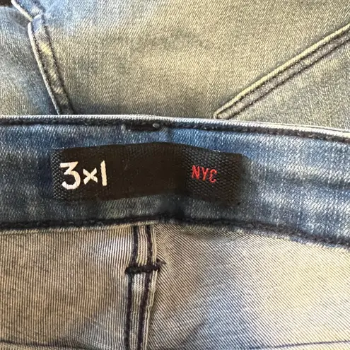 3x1 NYC Womens Skinny Jeans Raw Hem Distressed Blue Denim Size 25