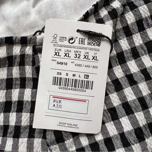 NWT Pull&Bear Black and White Gingham Strappy Mini Dress Size XL