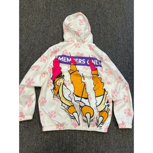 Members Only Garfield & Odie Paw Print Graphic Windbreaker Jacket Cartoon M