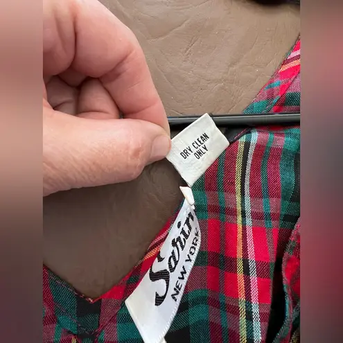 VTG Sarin New York Red/Green Tartan Plaid Jumper Overall Dress Size M Holiday Red Size M