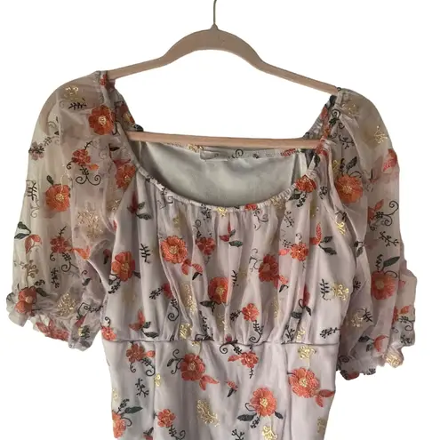 Ember Women's Size XL Embroidered Floral Fairy Purple Feminine Blouse